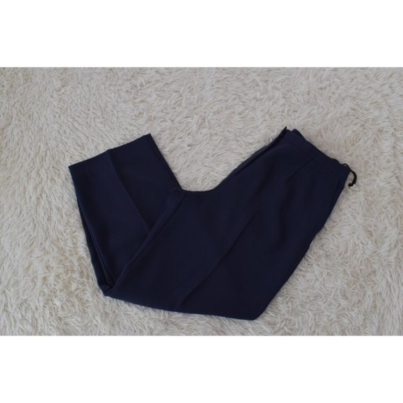 Vintage 90s Blue Flowy Polyester Trousers size 12P |‎ 30-32 waist - Picture 9 of 10